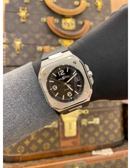 (LIKE NEW) 2023 BELL & ROSS BR05 BLACK STEEL REF BR05A-BL-ST/SRB BLACK DIAL 40MM AUTOMATIC WATCH -FULL SET-