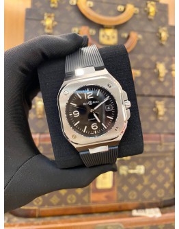 (LIKE NEW) 2023 BELL & ROSS BR05 BLACK STEEL REF BR05A-BL-ST/SRB BLACK DIAL 40MM AUTOMATIC WATCH -FULL SET-