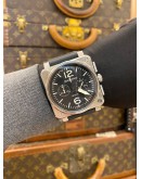 2022 BELL & ROSS BR 03-94 STEEL AVIATION CHRONOGRAPH REF BR0394 BLACK DIAL 42MM AUTOMATIC WATCH -FULL SET-