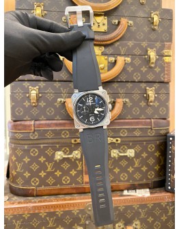 2022 BELL & ROSS BR 03-94 STEEL AVIATION CHRONOGRAPH REF BR0394 BLACK DIAL 42MM AUTOMATIC WATCH -FULL SET-