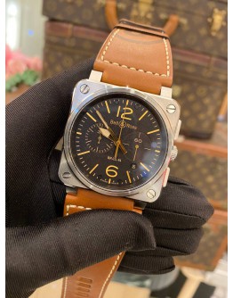 (UNUSED) 2020 BELL & ROSS BR 03-94 CHRONOGRAPH BLACK DIAL 42MM AUTOMATIC WATCH -FULL SET-