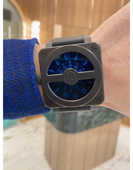 2018 BELL & ROSS BR 01-92 COMPASS MYSTERIOUS TIME LIMITED TO GLOBAL 100 PIECES BLUE DIAL 46MM AUTOMATIC WATCH -FULL SET-