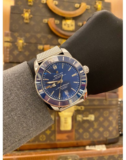 (UNUSED) 2020 BREITLING SUPEROCEAN HERITAGE II 46 REF AB2020 BLUE DIAL 46MM AUTOMATIC WATCH -FULL SET-