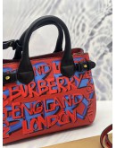 (LIKE NEW) BURBERRY SMALL BANNER TOP HANDLE AND SHOULDER BAG IN MULTICOLOR GRAFFITI PRINT CALFSKIN LEATHER