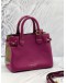 (LIKE NEW) BURBERRY BANNER TOP HANDLE BAG IN MAGENTA CALFSKIN LEATHER WITH BEIGE HOUSE CHECK CANVAS