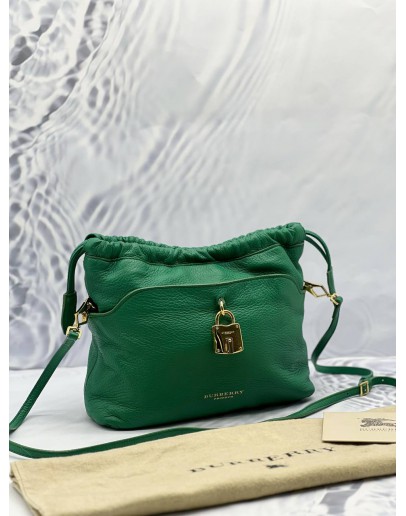 BURBERRY LITTLE CRUSH CROSSBODY BAG IN GREEN LEATHER