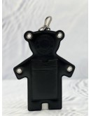 BURBERRY THOMAS BEAR MOTIF CHARM WITH CARD SLOTS IN BLACK LAMBSKIN LEATHER