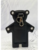 BURBERRY THOMAS BEAR MOTIF CHARM WITH CARD SLOTS IN BLACK LAMBSKIN LEATHER