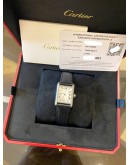 (UNUSED) 2022 CARTIER TANK MUST STEEL REF WSTA0060 SILVER WITH ROMAN NUMERALS DIAL 22MM QUARTZ WATCH -FULL SET-