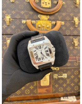 2018 CARTIER SANTOS 100 XL REF 2656 WHITE ROMAN NUMERALS DIAL 38MM X 51MM AUTOMATIC WATCH -FULL SET-