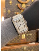 (BRAND NEW) (FULL STICKER) 2026 CARTIER TANK MUST DE CARTIER XL REF WSTA0053 SILVER ROMAN NUMERALS DIAL 41MM X 31MM AUTOMATIC WATCH -FULL SET-