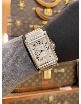 (BRAND NEW) (FULL STICKER) 2026 CARTIER TANK MUST DE CARTIER XL REF WSTA0053 SILVER ROMAN NUMERALS DIAL 41MM X 31MM AUTOMATIC WATCH -FULL SET-