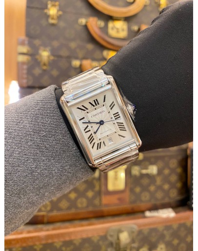 (BRAND NEW) (FULL STICKER) 2026 CARTIER TANK MUST DE CARTIER XL REF WSTA0053 SILVER ROMAN NUMERALS DIAL 41MM X 31MM AUTOMATIC WATCH -FULL SET-