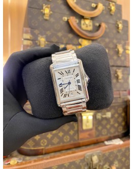 (BRAND NEW) (FULL STICKER) 2026 CARTIER TANK MUST DE CARTIER XL REF WSTA0053 SILVER ROMAN NUMERALS DIAL 41MM X 31MM AUTOMATIC WATCH -FULL SET-
