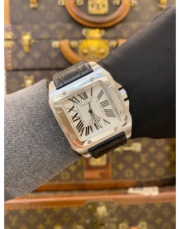 2018 CARTIER SANTOS 100 XL REF 2656 WHITE ROMAN NUMERALS DIAL 38MM X 51MM AUTOMATIC WATCH