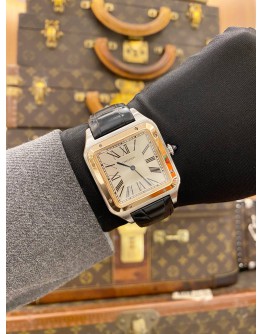 (LIKE NEW) 2021 CARTIER SANTOS DUMONT XL REF W2SA0017 18K 750 ROSE GOLD BEZEL WHITE DIAL 44.6MM X 33.9MM MANUAL WINDING WATCH -FULL SET-