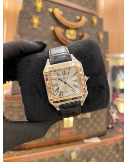 (LIKE NEW) 2021 CARTIER SANTOS DUMONT XL REF W2SA0017 18K 750 ROSE GOLD BEZEL WHITE DIAL 44.6MM X 33.9MM MANUAL WINDING WATCH -FULL SET-