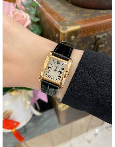 (LIKE NEW) 2012 CARTIER TANK ANGLAISE 18K 750 ROSE GOLD REF W5310013 WHITE ROMAN NUMERAL DIAL 30.2MM QUARTZ WATCH -FULL SET-