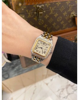 (LIKE NEW) CARTIER PANTHERE 18K 750 YELLOW GOLD UNISEX REF 187957 WHITE ROMAN NUMERALS DIAL 29MM X 40MM QUARTZ WATCH 