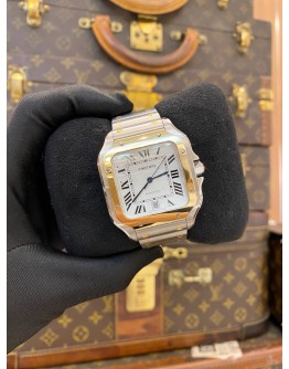 (LIKE NEW) 2023 CARTIER SANTOS DE CARTIER LARGE 18K 750 YELLOW GOLD REF 4072 WHITE ROMAN NUMERALS DIAL 39.8MM X 47.5MM AUTOMATIC WATCH