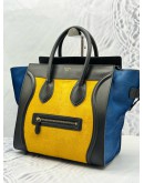 CELINE MINI LUGGAGE TOP HANDLE BAG IN MULTICOLOR PONYHAIR WITH BLACK CALFSKIN LEATHER