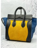 CELINE MINI LUGGAGE TOP HANDLE BAG IN MULTICOLOR PONYHAIR WITH BLACK CALFSKIN LEATHER