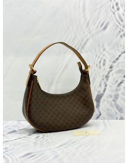 CELINE AVA SHOULDER BAG IN BROWN TRIOMPHE CANVAS WITH CALFSKIN LEATHER