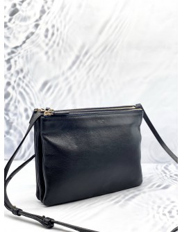 CELINE TRIO CROSSBODY BAG IN BLACK LAMBSKIN LEATHER 