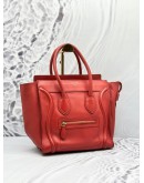 CELINE MICRO LUGGAGE TOP HANDLE BAG IN RED LEATHER