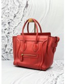 CELINE MICRO LUGGAGE TOP HANDLE BAG IN RED LEATHER