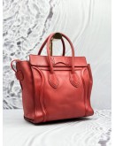 CELINE MICRO LUGGAGE TOP HANDLE BAG IN RED LEATHER