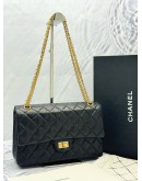 (LIKE NEW) CHANEL REISSUE 226 DOUBLE FLAP SHOULDER BAG IN BLACK AGED CALFSKIN LEATHER -FULL SET-