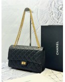 (LIKE NEW) CHANEL REISSUE 226 DOUBLE FLAP SHOULDER BAG IN BLACK AGED CALFSKIN LEATHER -FULL SET-