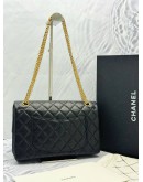 (LIKE NEW) CHANEL REISSUE 226 DOUBLE FLAP SHOULDER BAG IN BLACK AGED CALFSKIN LEATHER -FULL SET-