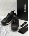 (LIKE NEW) CHANEL CC INTERLOCKING SNEAKERS SIZE 40 IN BLACK CALFSKIN LEATHER WITH TECHNICAL TEXTILE -FULL SET-
