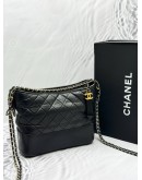 CHANEL MEDIUM GABRIELLE SHOULDER AND CROSSBODY BAG IN BLACK AGED CALFSKIN LEATHER