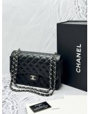 CHANEL CLASSIC JUMBO DOUBLE FLAP SHOULDER BAG IN BLACK LAMBSKIN LEATHER -FULL SET-