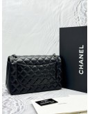 CHANEL CLASSIC JUMBO DOUBLE FLAP SHOULDER BAG IN BLACK LAMBSKIN LEATHER -FULL SET-