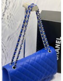 (LIKE NEW) CHANEL CLASSIC JUMBO SINGLE FLAP SHOULDER BAG IN ROYAL BLUE CAVIAR LEATHER -FULL SET-