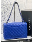 (LIKE NEW) CHANEL CLASSIC JUMBO SINGLE FLAP SHOULDER BAG IN ROYAL BLUE CAVIAR LEATHER -FULL SET-