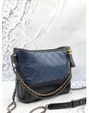 (LIKE NEW) CHANEL MEDIUM GABRIELLE SHOULDER AND CROSSBODY BAG IN BLACK WITH BLUE LAMBSKIN LEATHER