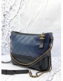 (LIKE NEW) CHANEL MEDIUM GABRIELLE SHOULDER AND CROSSBODY BAG IN BLACK WITH BLUE LAMBSKIN LEATHER
