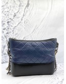 (LIKE NEW) CHANEL MEDIUM GABRIELLE SHOULDER AND CROSSBODY BAG IN BLACK WITH BLUE LAMBSKIN LEATHER