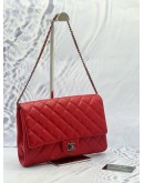 (LIKE NEW) CHANEL TIMELESS CLASSIC FLAP SHOULDER BAG IN RED CAVIAR LEATHER