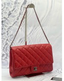 (LIKE NEW) CHANEL TIMELESS CLASSIC FLAP SHOULDER BAG IN RED CAVIAR LEATHER