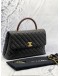 (LIKE NEW) CHANEL COCO MEDIUM TOP HANDLE BAG WITH LIZARD HANDLE IN BLACK CAVIAR LEATHER 