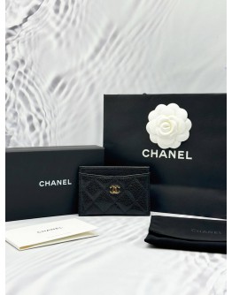 (LIKE NEW) 2025 CHANEL CLASSIC CARD HOLDER IN BLACK CAVIAR LEATHER -FULL SET-