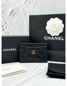 (LIKE NEW) 2025 CHANEL CLASSIC CARD HOLDER IN BLACK CAVIAR LEATHER -FULL SET-