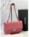 (LIKE NEW) MICROCHIP CHANEL CLASSIC MEDIUM DOUBLE FLAP SHOULDER BAG IN PINK LAMBSKIN LEATHER -FULL SET- 
