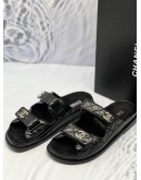 (LIKE NEW) CHANEL VELCRO DAD SANDALS SIZE 38 IN BLACK LAMBSKIN LEATHER